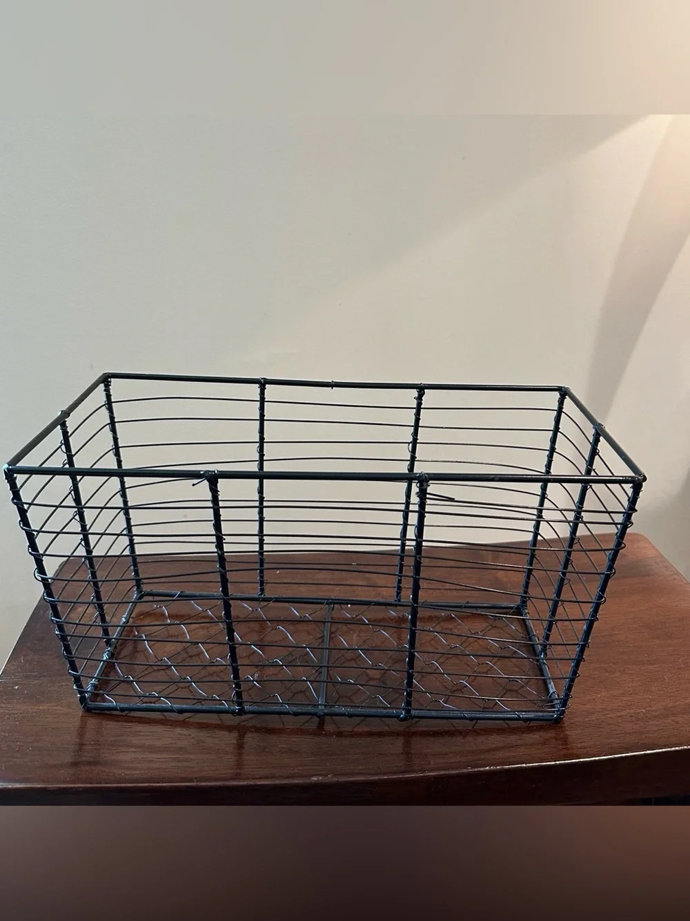 Vintage • wire • rectangular basket • black wire